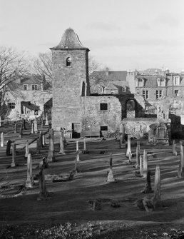 View of North Berwick Old Parish Church and churchyard from S.