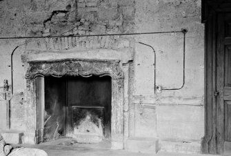 Interior view of entrance hall in Gilmerton House after fire.