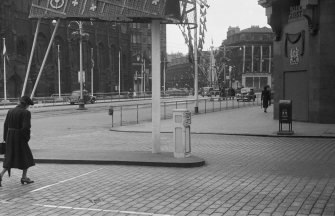 View of Princes Street, Edinburgh decorated for the Coronation of Queen Elizabeth II.