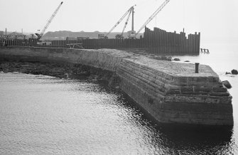 View of Cockenzie harbour wall.