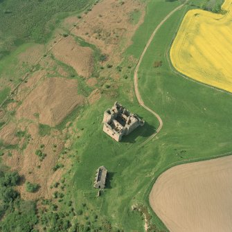 Oblique aerial view of Crichton Castle taken from the SSE.