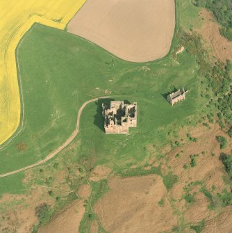 Oblique aerial view of Crichton Castle taken from the NW.