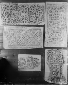 Photographic copy of five rubbings showing details of St Oran's and St John's crosses, Iona.