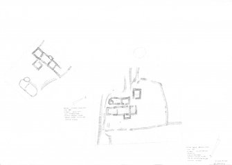 RCAHMS survey drawings, Rousay. 1:200 plan of Hestivall farmstead and 1:200 plan of Breck farmstead.