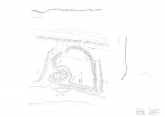 RCAHMS survey drawing. 1:500 plan and sections of Abington Motte