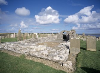 View of remains of Westside Church, Westray