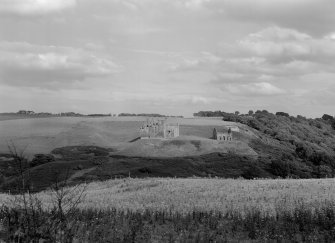 Distant view of Crichton Castle from SW