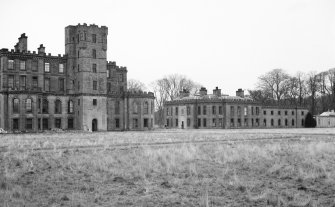 View from South West of central and East block of Gordon Castle during demolition work