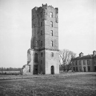 View from south west of Gordon Castle tower after demolition work