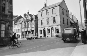 View of Market Square, Duns, from south showing Working Men's Institute and the East Lothian Co-operative Society Ltd