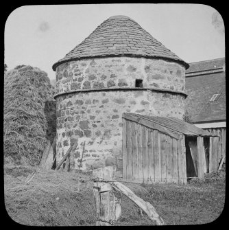 View of the dovecot at Pitgaveny House, Elgin, from SW.
