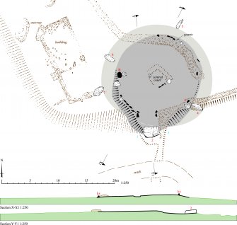 RCAHMS publication drawing: plan of Auchlee recumbent stone circle