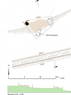 RCAHMS publication drawing: plan of Bellman's Wood recumbent stone circle