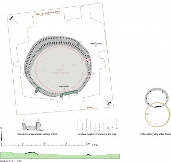 RCAHMS publication drawing: plan of Strichen House recumbent stone circle