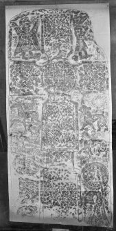 Photographic copy of a rubbing showing the face of Glamis no.1 Pictish cross slab