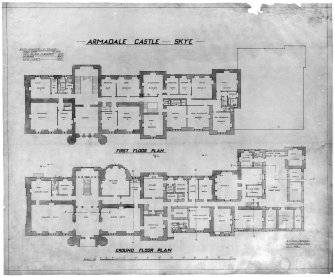 Ground floor plan and first floor plan 
Skye, Armadale Castle.
Insc: 'Armadale Castle - Skye. J. Wittet, Architect, 81 High Street, Elgin. Oct 1928'