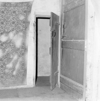 Interior.
Detail of cupboard behind door in first floor main hall.