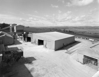 Elevated view from SE of lime store (a former aircraft hangar, moved to the site after World War Two)
