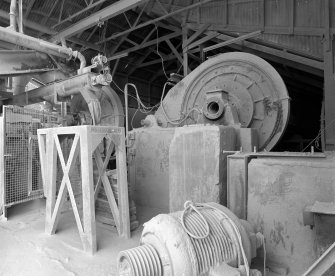 Detailed view of two ball mills, used to grind limestone down to fine powder