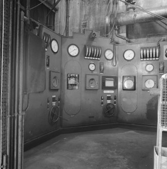 Interior view showing contral panel for the three Steam Boilers.  Two boilers were generally in operation at any one time (T&L No.: 21181/11)