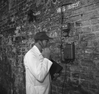 Detailed view of old manual telephone in Warehouse (T&L No.: 21180/1)