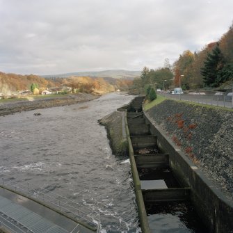 General view of N 'pool and orifice' type fish ladderr from W