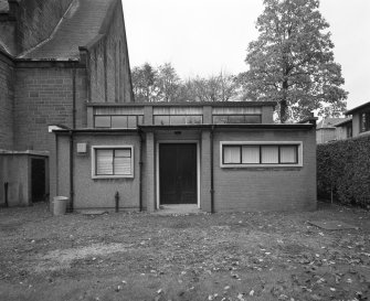 Rear of church, hall, view from South