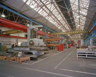Motherwell, Craigneuk Street, Anderson Boyes
Machine Shop (Dept. 21, built 1954): Interior view from west down centre of three bays, with horizontal borer machine in foreground left