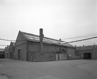 Motherwell, Craigneuk Street, Anderson Boyes
Exterior view from south east of bays containing former Experimental and Electrical Departments, the outside bays of which were built in 1948, the centre bay dating from 1919