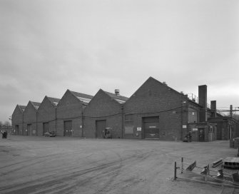 Motherwell, Craigneuk Street, Anderson Boyes
Exterior general view of detached block of new Machine Shops occupying east side of works (nearer lower bays built 1942, further bays built in 1962)