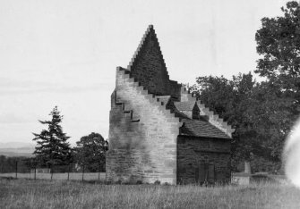 View of dovecot at Glamis Castle from SW.
