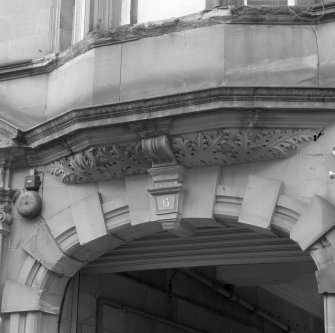 Detail of cornice above pend entrance to 6 Maritime Street