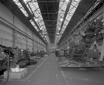 Motherwell, Craigneuk Street, Anderson Boyes
Fitting Shop (Dept. 51, built 1962): Interior view of east bay from north showing assembled machines.  To right and left are Road-header (tunnelling) machines, the machine to right being an RH45 ordered for the Ukraine