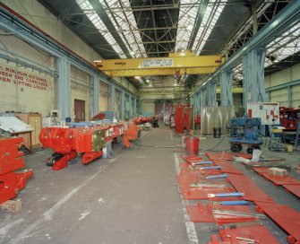 Motherwell, Craigneuk Street, Anderson Boyes
Fitting Shop (Dept. 51, built 1962): Interior view of N end of west bay from south, showing a Shearer being assembled (left)