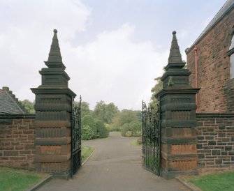 View of gate piers from SE