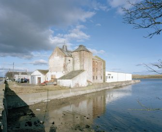 Aberdeenshire, Newburgh, Newburgh Mill
View of mill from south west, showing two kilns at west end of block