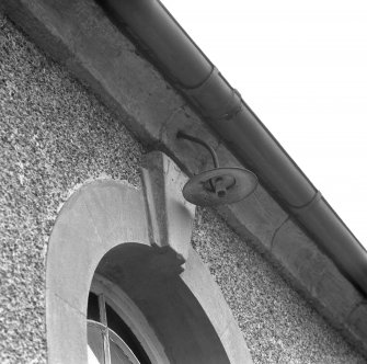 Detail of SE elevation central window keystone with 1757 date.