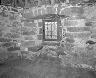 Arbuthnott Aisle, 1st. floor, interior view of window in West wall.