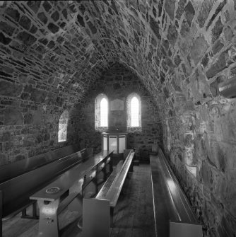 Canna, Church of Scotland. View of interior from W end.