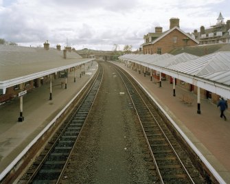 Dumfries, Railway Station
Elevated from NW, taken from footbridge over railway lines between platforms