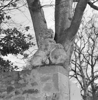 East gate pier, sculptured beast on top, detail