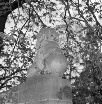 East gate pier, sculptured beast on top, detail