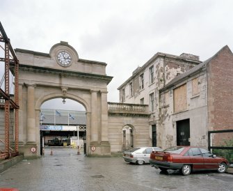 View of 'clock' entrance arch from SSW