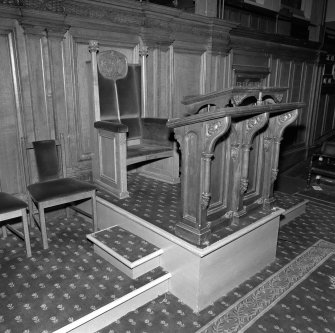 Interior. Assembly Hall detail of lectern