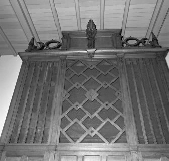 Interior. Assembly Hall detail of organ front