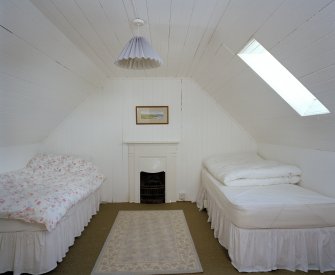 Eigg, Kildonnan Farmhouse. View of attic bedroom from West