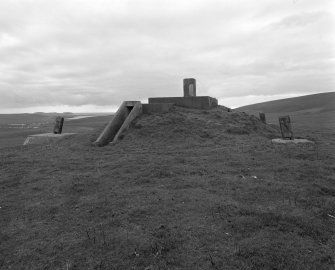 View of S bunker from NW with remains of wooden mast.