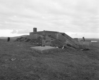 View of S bunker from NE with remains of wooden mast.