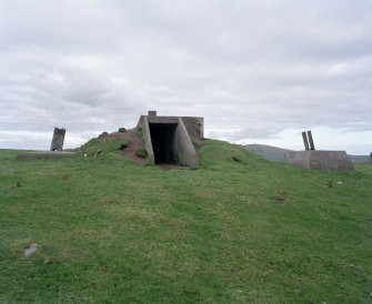 View of S bunker from W with remains of wooden mast.