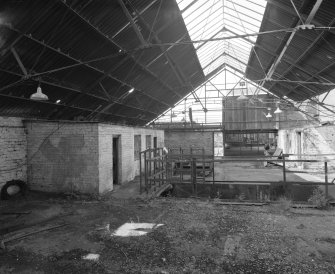 Newtongrange, Lady Victoria Colliery, Smithy
Smithy:  interior view from east, showing bothy range (left)